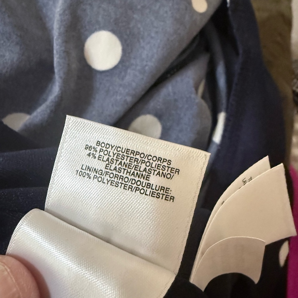 Anne Klein Dark Blue and White Polka Dot Midi Dress - Picture 5 of 5